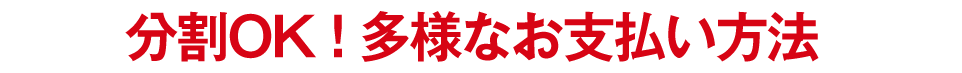 分割OK、多様なお支払い方法