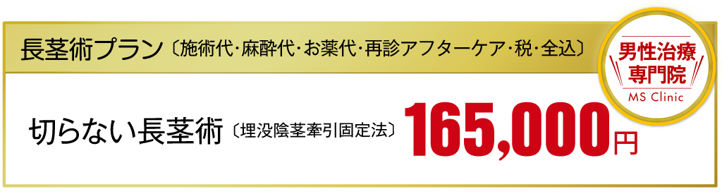 切らない長茎術の治療費プラン